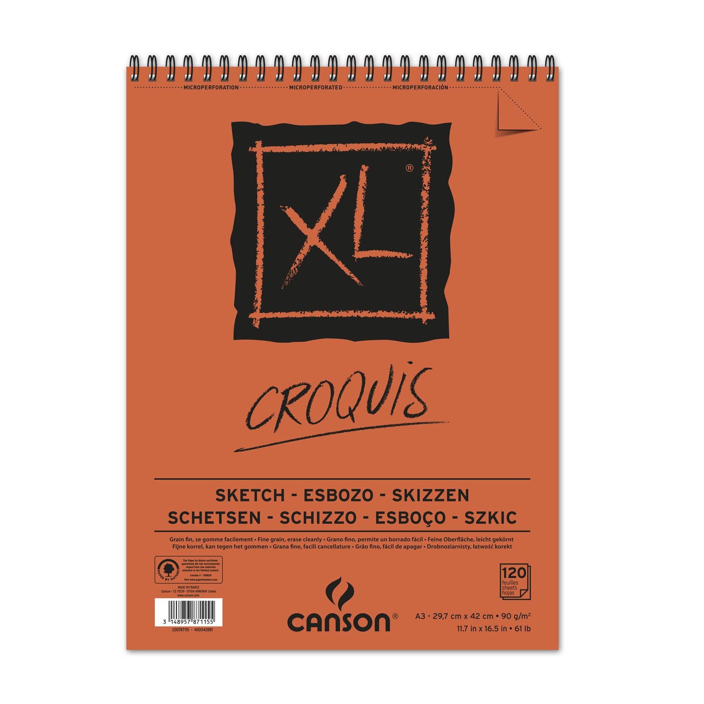 BLOCO CANSON XL CROQUIS A3 90g/m2 120 FOLHAS