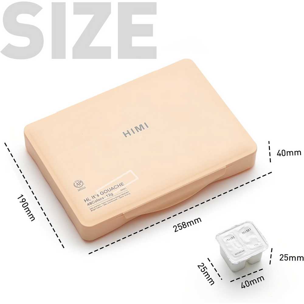 ESTOJO GOUACHE HIMI 48 CORES 12ML + 3 PINCEIS ESTOJO PEACH TST88
