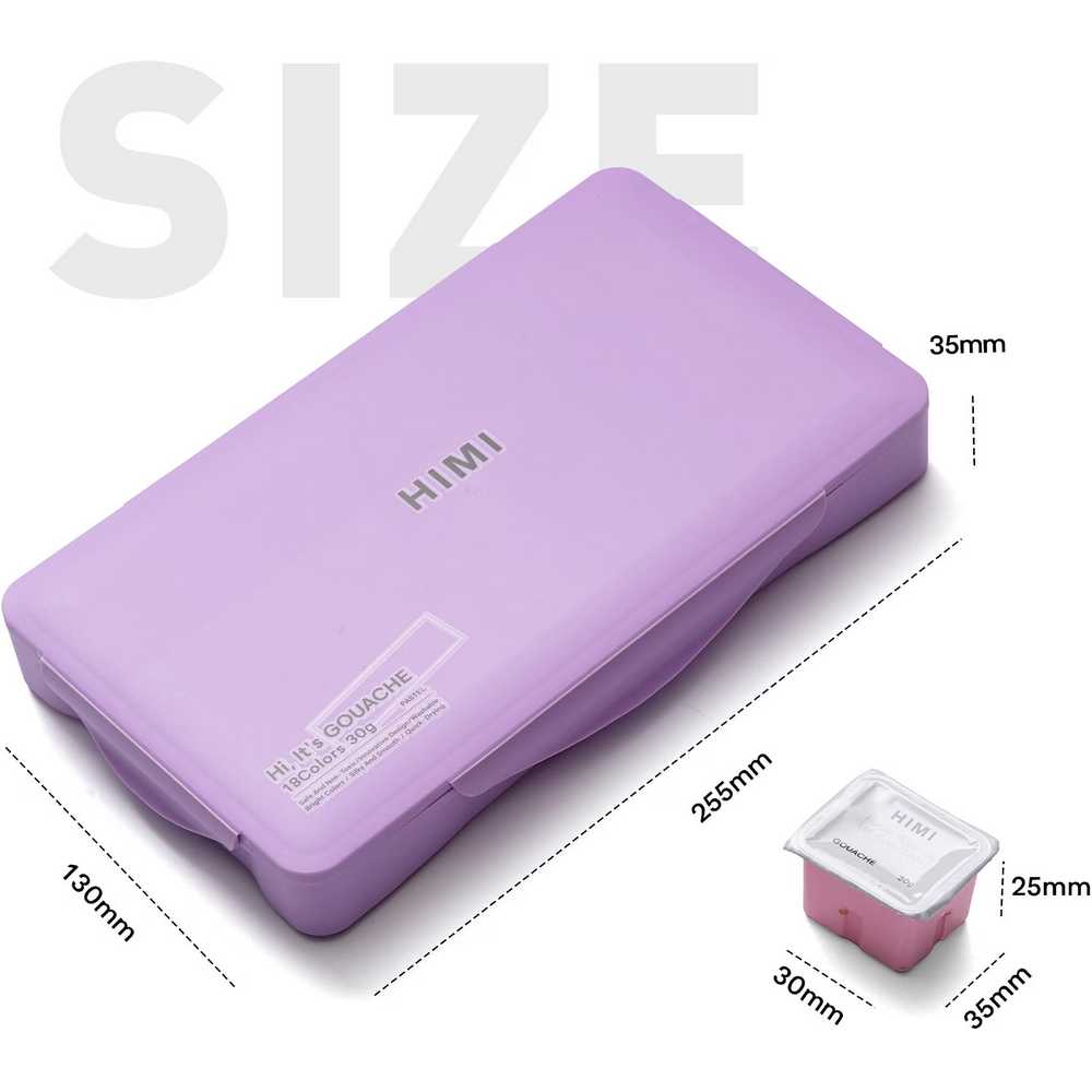ESTOJO GOUACHE HIMI 18 CORES 30ML + 3 PINCEIS ESTOJO ROXO TST124
