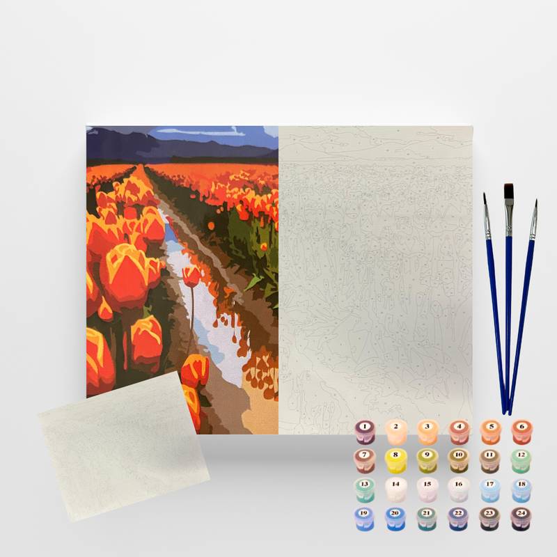KIT DE PINTURA POR NUMEROS CAMPO DE TULIPAS 40X50 C3040-W8344