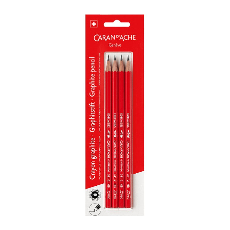 LAPIS GRAFITE CARAN D´ACHE EDELWEISS HB (VERMELHO) C/ 04 UNI