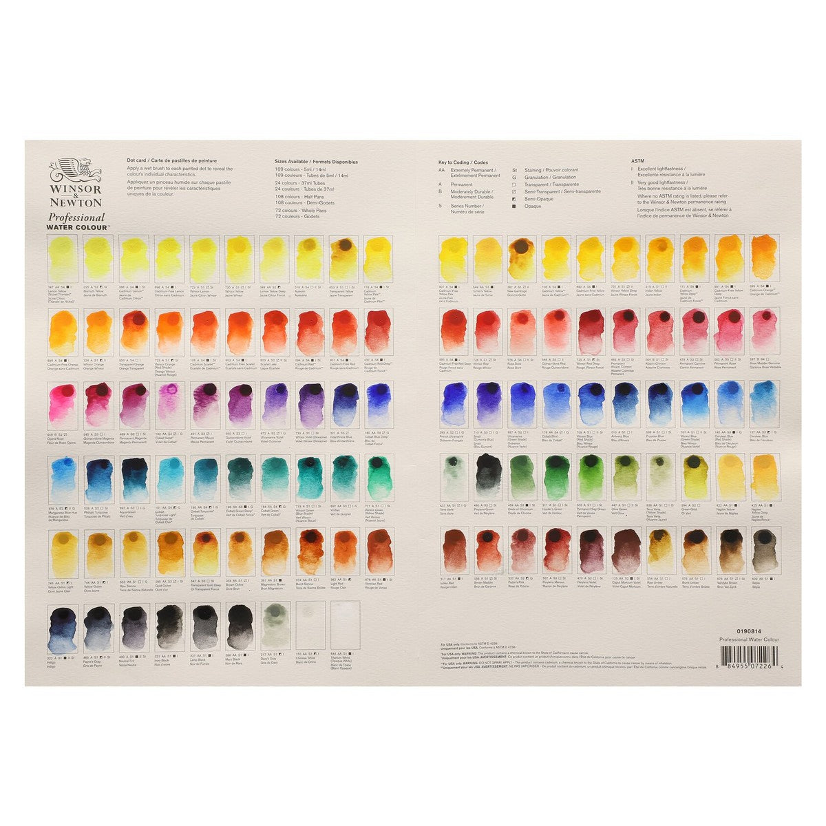 CARTELA DE CORES AQUARELA WINSOR NEWTON ARTISTS (109 CORES)