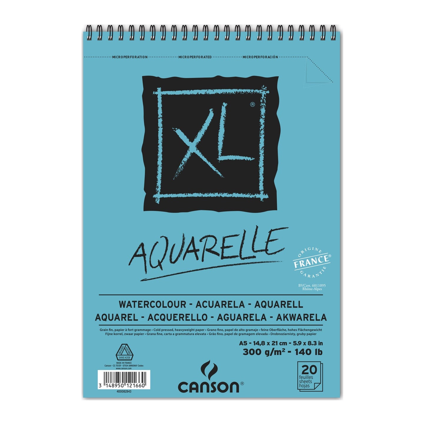 BLOCO CANSON XL AQUARELLE A5 300g/m2 20 FOLHAS