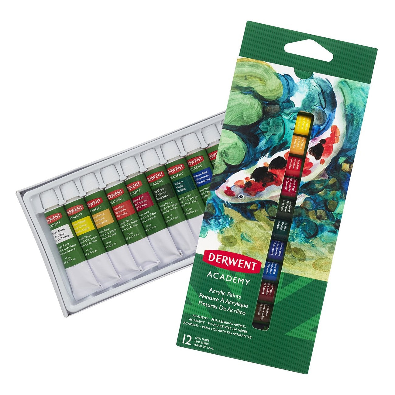 ESTOJO ACRILICA DERWENT ACADEMY 12 CORES 12ml