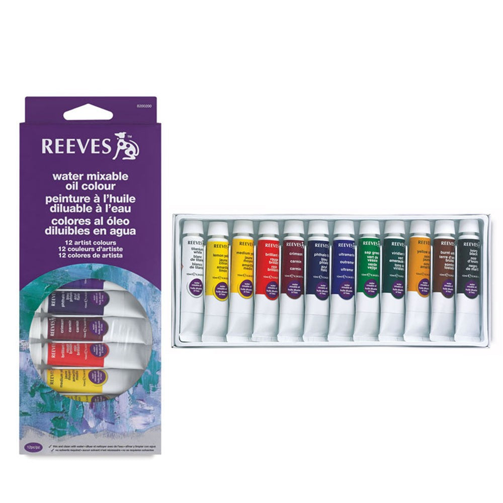 ESTOJO OLEO BASE D´AGUA REEVES 12 CORES