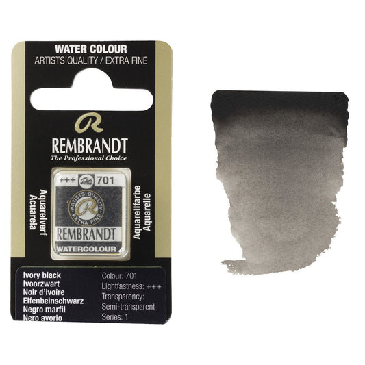 AQUARELA TALENS REMBRANDT HALF PAN 701 IVORY BLACK