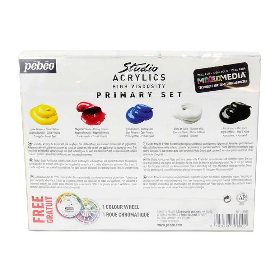 ESTOJO ACRILICA PEBEO HV 05 TUBOS 100ML + DISCO CORES PEBEO