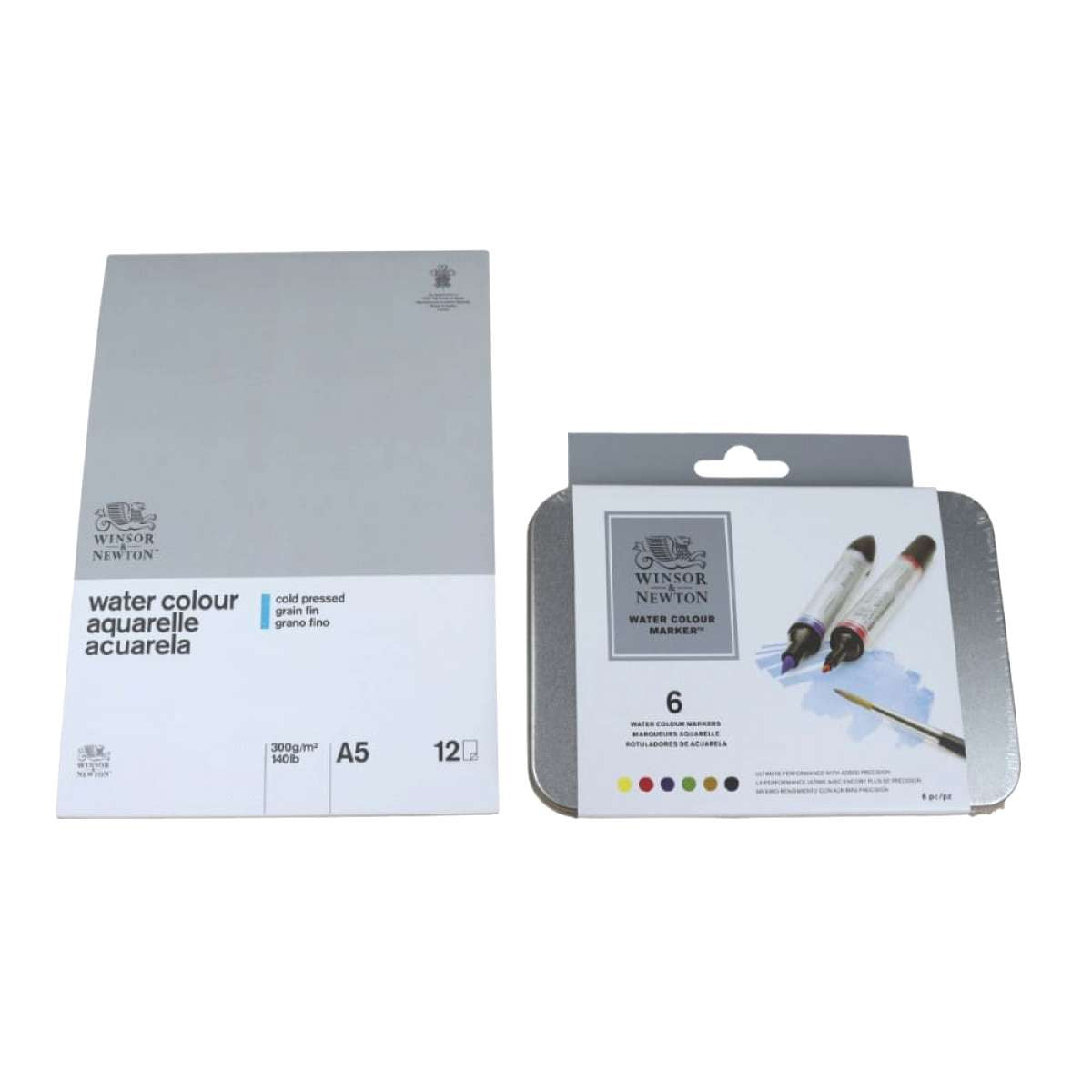 ESTOJO MARCADOR WINSOR NEWTON AQUARELAVEL C/ 06 + BLOCO