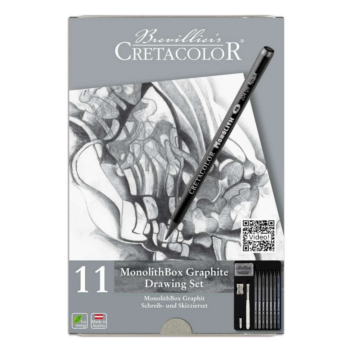 ESTOJO LAPIS GRAFITE INTEGRAL CRETACOLOR MONOLITH BOX 11 PEÇAS