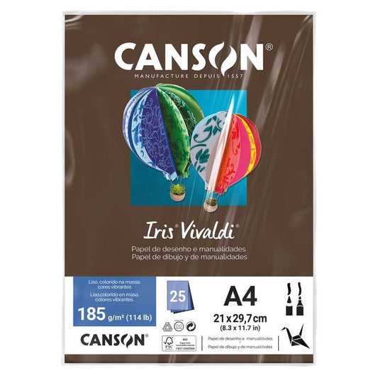 PAPEL CANSON IRIS VIVALDI A4 185G/M2 CHOCOLATE 25FL
