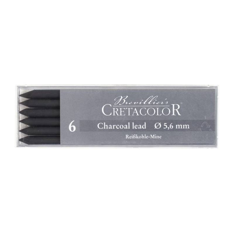 MINA CRETACOLOR 5,6mm 260 01 CHARCOAL (CARVAO) MACIO C/ 06 UN