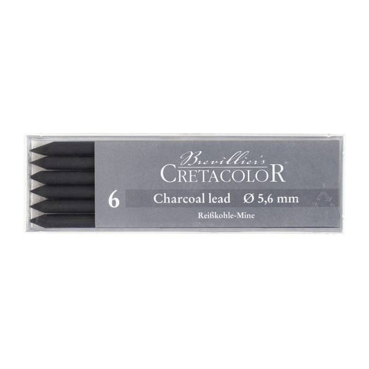 MINA CRETACOLOR 5,6mm 260 01 CHARCOAL (CARVAO) MACIO C/ 06 UN