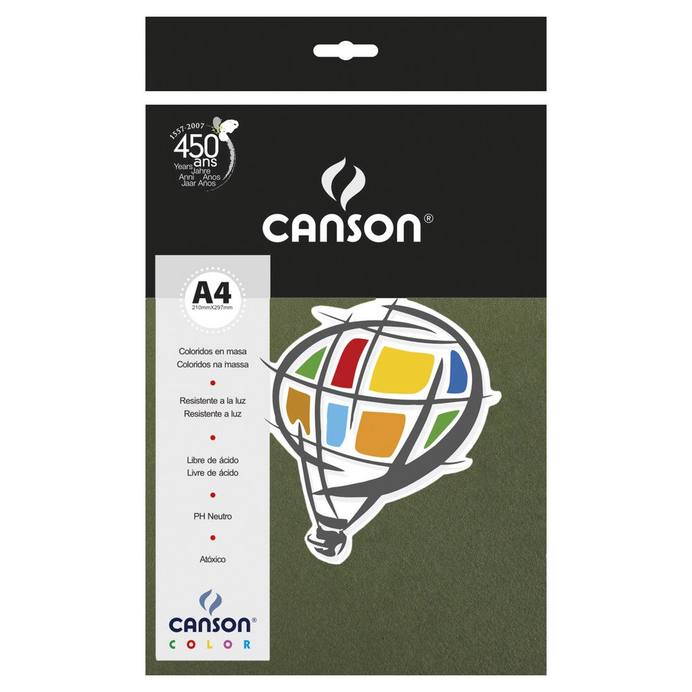 PAPEL CANSON COLOR 180G/M2 VERDE SAFARI A4