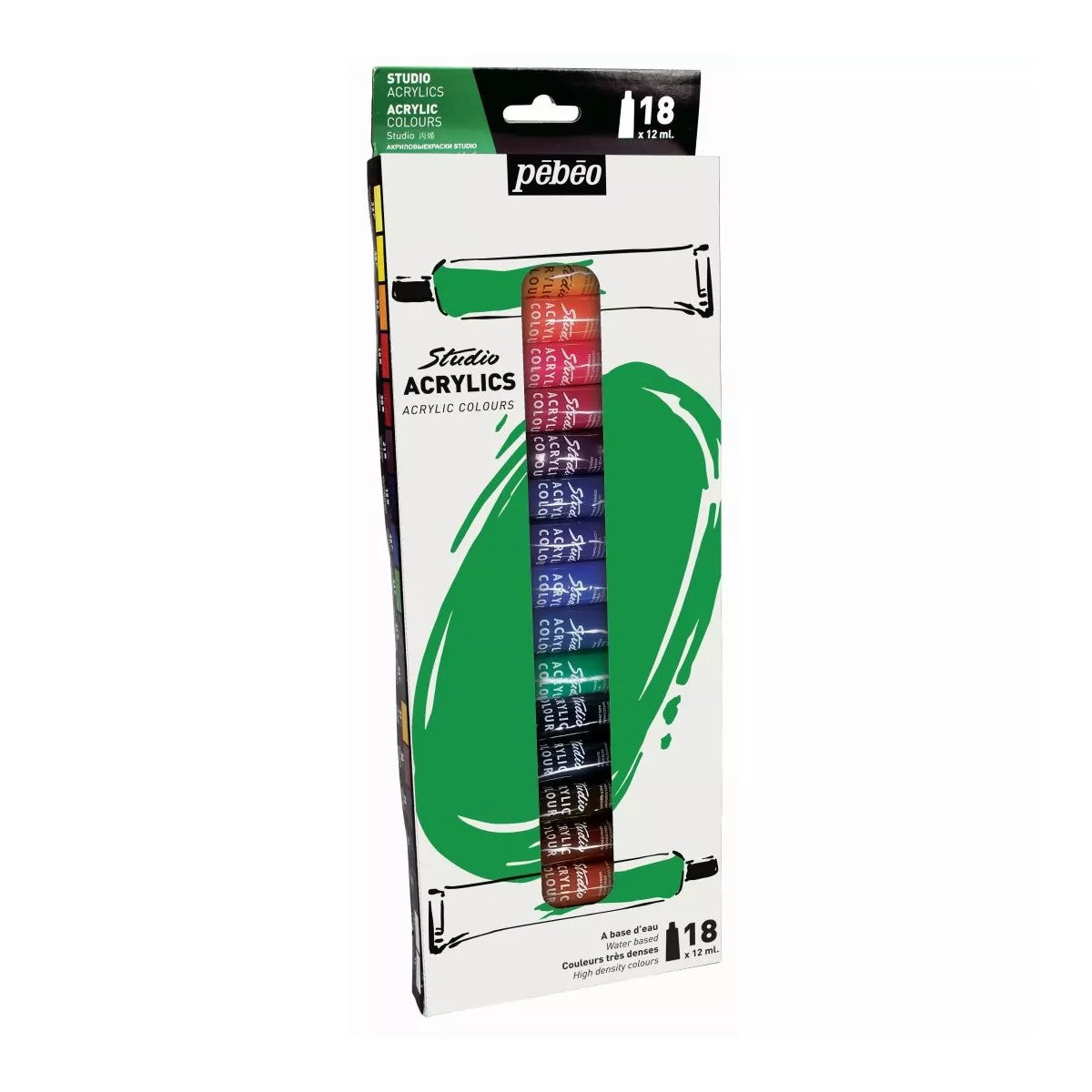 ESTOJO ACRILICA PEBEO STUDIO 18 TUBOS 12ml