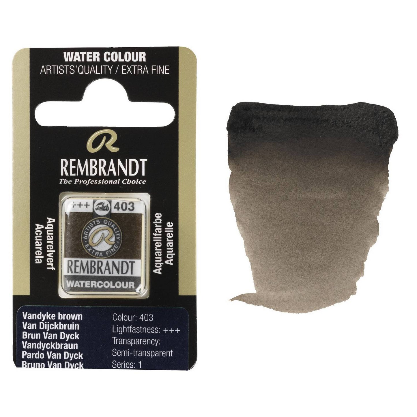 AQUARELA TALENS REMBRANDT HALF PAN 403 VANDYKE BROWN S1