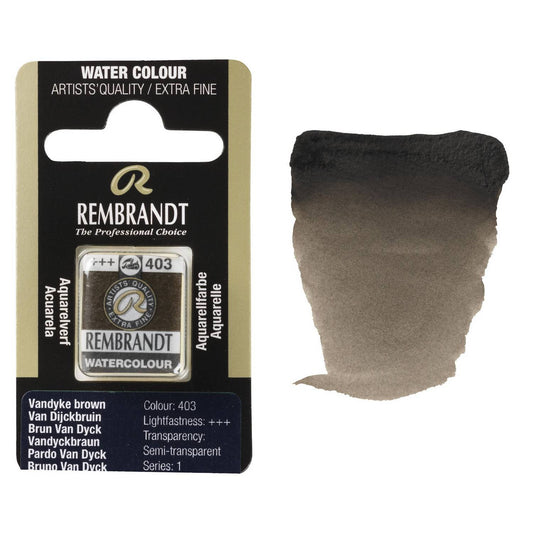 AQUARELA TALENS REMBRANDT HALF PAN 403 VANDYKE BROWN S1