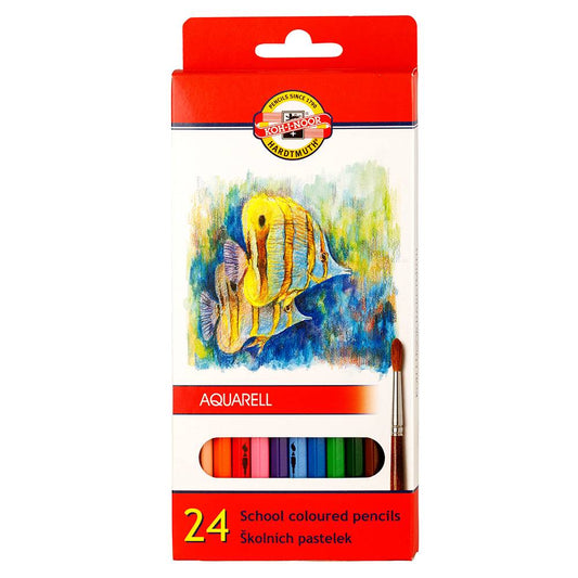 LAPIS AQUARELAVEL KOH-I-NOOR MONDELUZ 24 CORES PAPELAO ESCOLAR