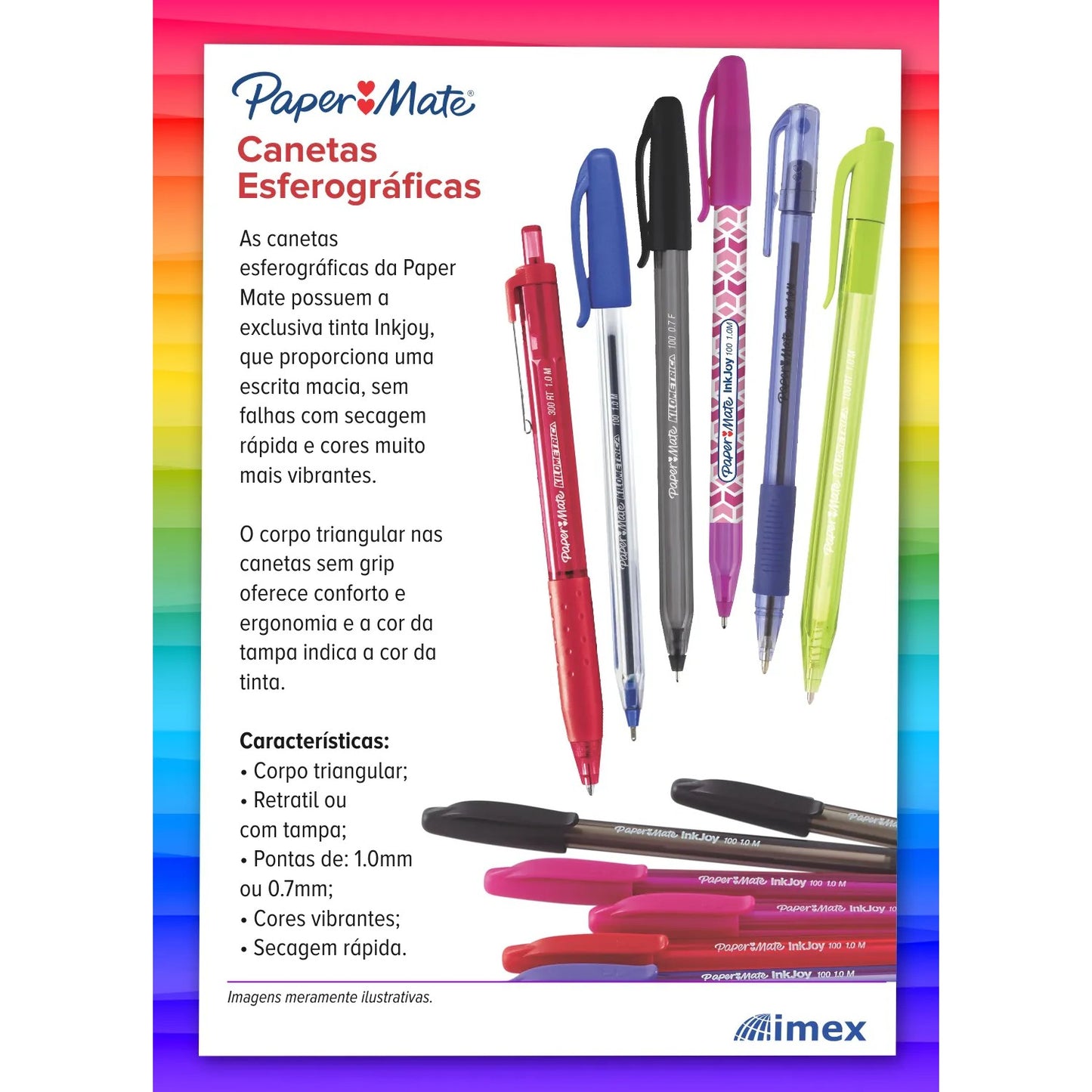 CANETA ESFEROGRAFICA PAPERMATE KILOMETRICA C/ 24 CORES 100RT