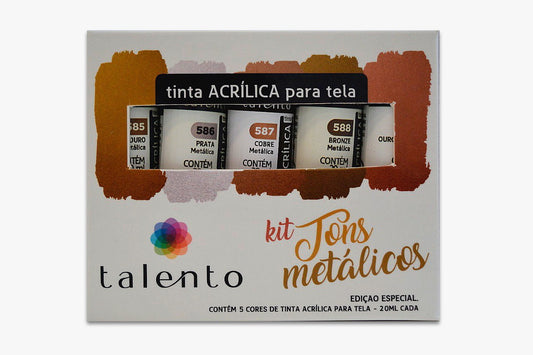 ESTOJO ACRILICA TALENTO 20ML 05 TONS METALICOS