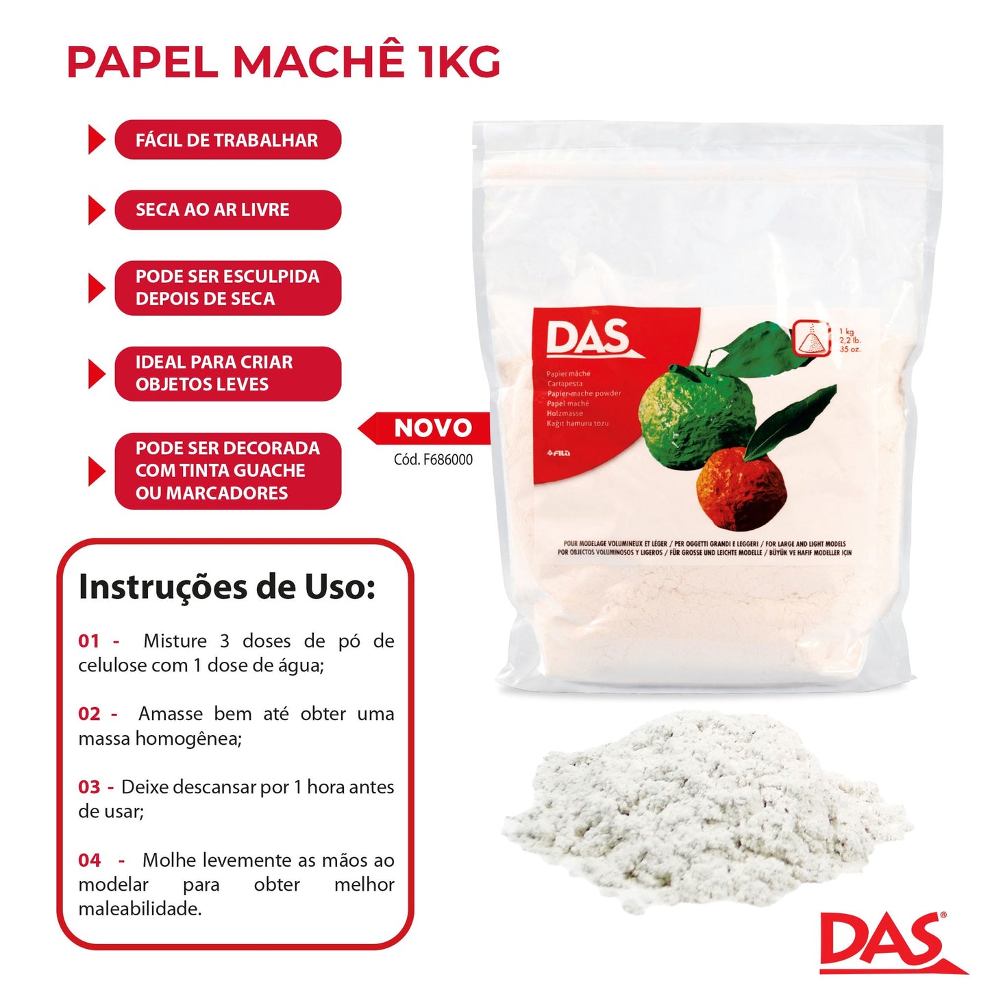 PAPEL MACHE DAS 01kg