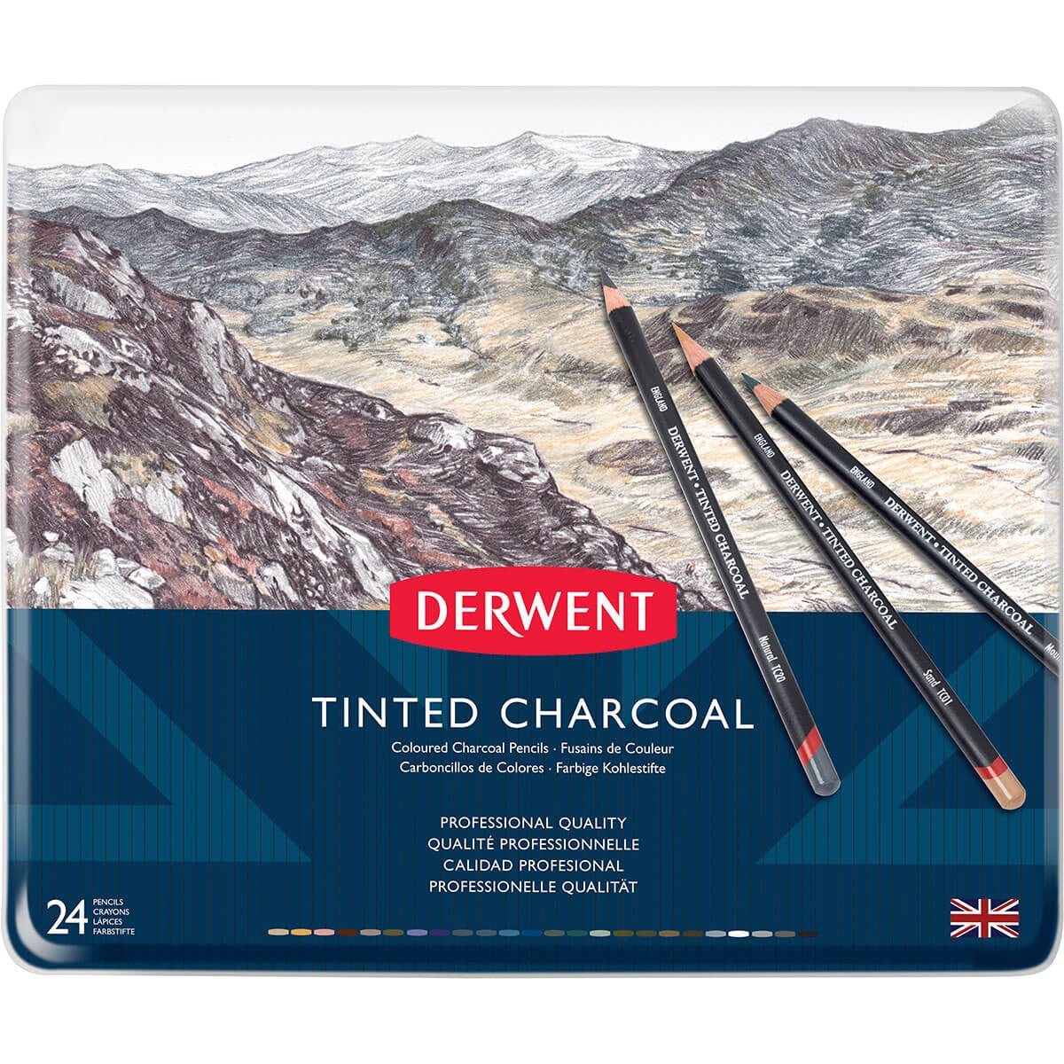 LAPIS CARVAO DERWENT COLORIDO (TINTED CHARCOAL) 24 CORES