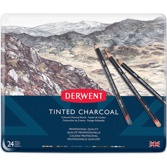 LAPIS CARVAO DERWENT COLORIDO (TINTED CHARCOAL) 24 CORES