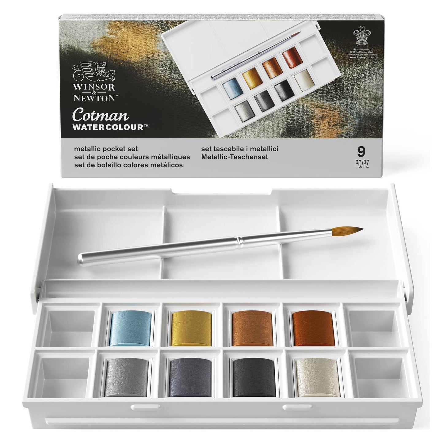ESTOJO AQUARELA COTMAN 08 HALF PAN METALICAS + PINCEL 0390702