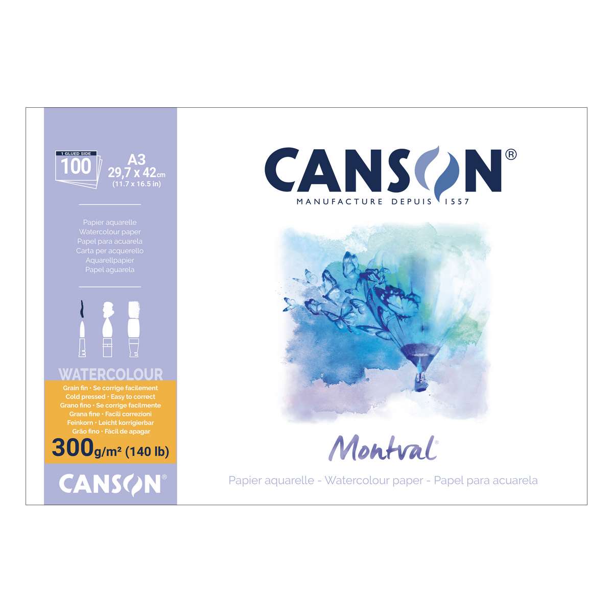 BLOCO CANSON MONTVAL A3 300g/m2 JUMBO 100FLS MAXI PACK