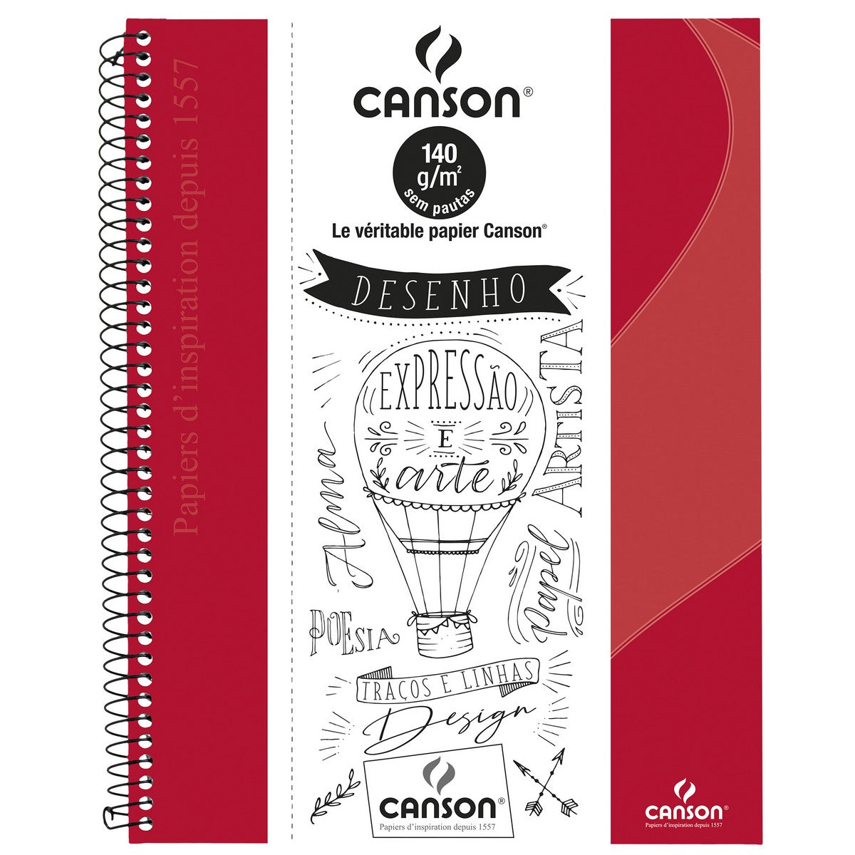 CADERNO SKETCH BOOK CANSON EXPRESSAO E ARTE VERMELHO 140G 40FLS