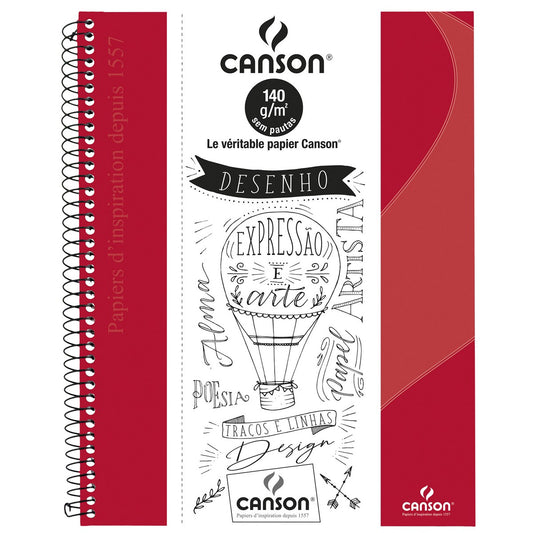 CADERNO SKETCH BOOK CANSON EXPRESSAO E ARTE VERMELHO 140G 40FLS