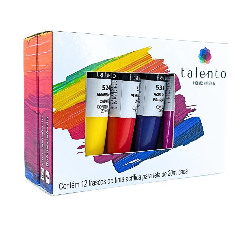 ESTOJO ACRILICA TALENTO 20ML 12 CORES