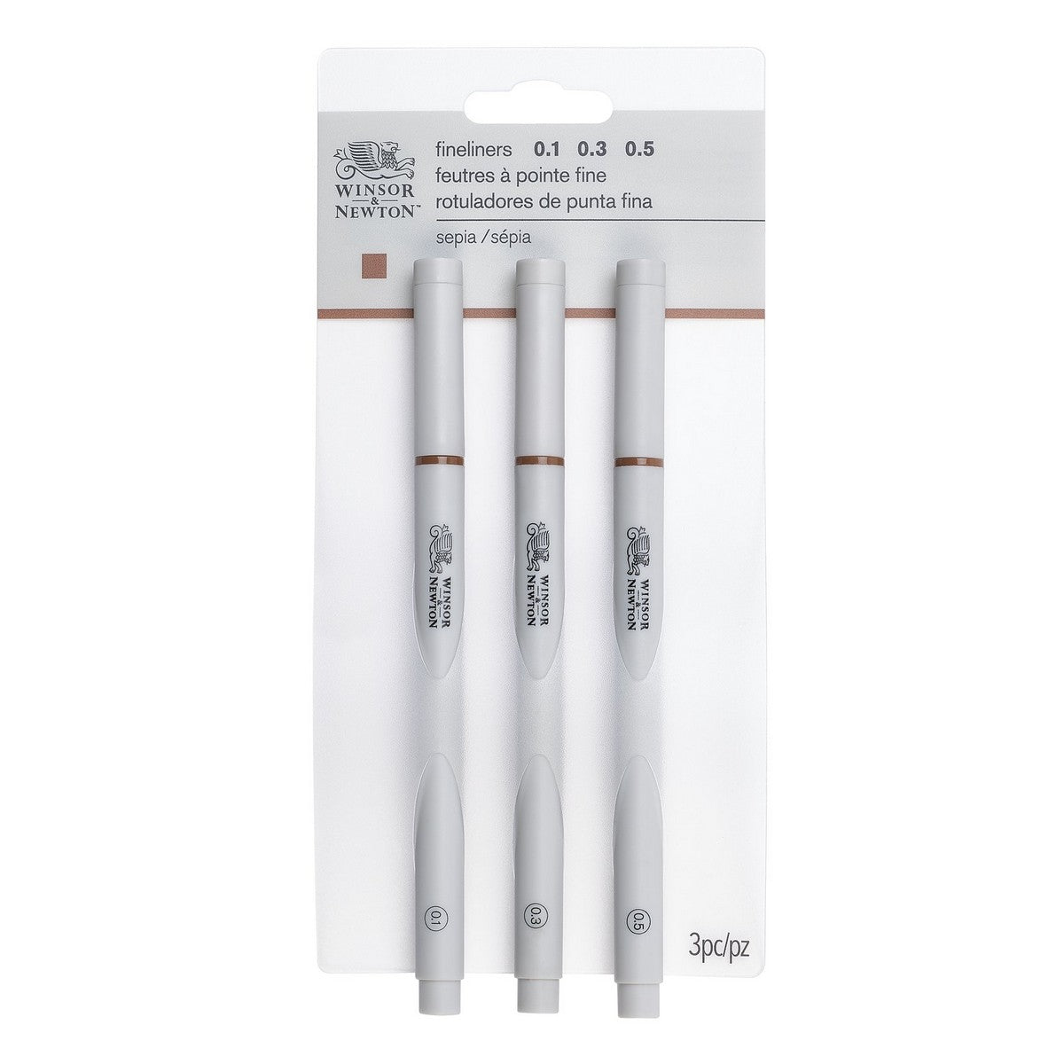 CANETA WINSOR NEWTON FINELINER SEPIA C/ 03 (0,1/0,3/0,5MM)