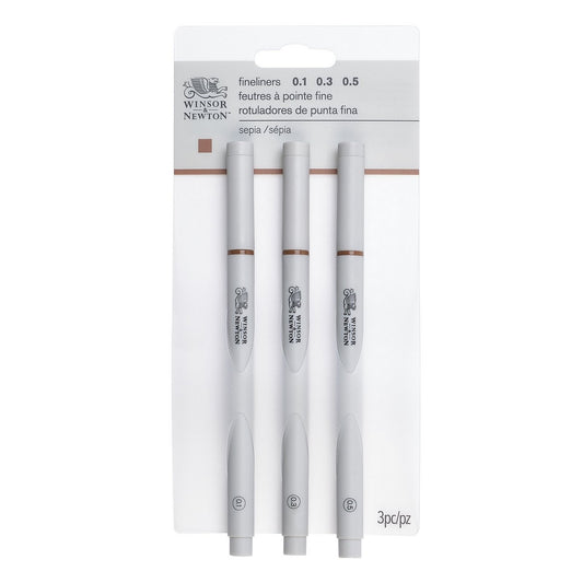 CANETA WINSOR NEWTON FINELINER SEPIA C/ 03 (0,1/0,3/0,5MM)