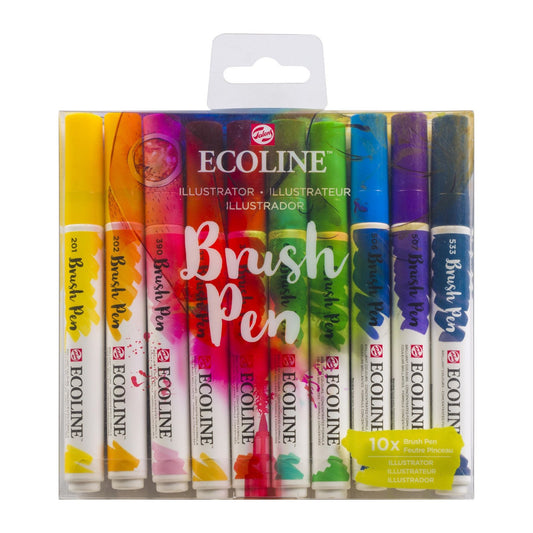 ESTOJO ECOLINE BRUSH PEN C/ 10 CORES ILUSTRACAO TALENS