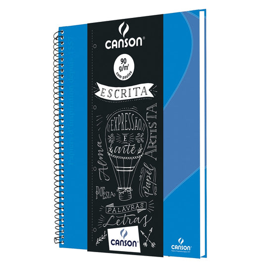 CADERNO CANSON ESCRITA A4 AZUL 80 FOLHAS PAUTA 90G/M