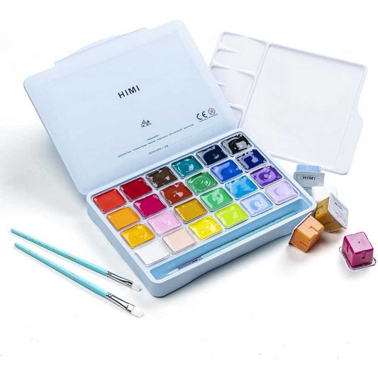 ESTOJO GOUACHE HIMI 24 CORES 30ML+3 PINCEIS ESTOJO AZUL TST98