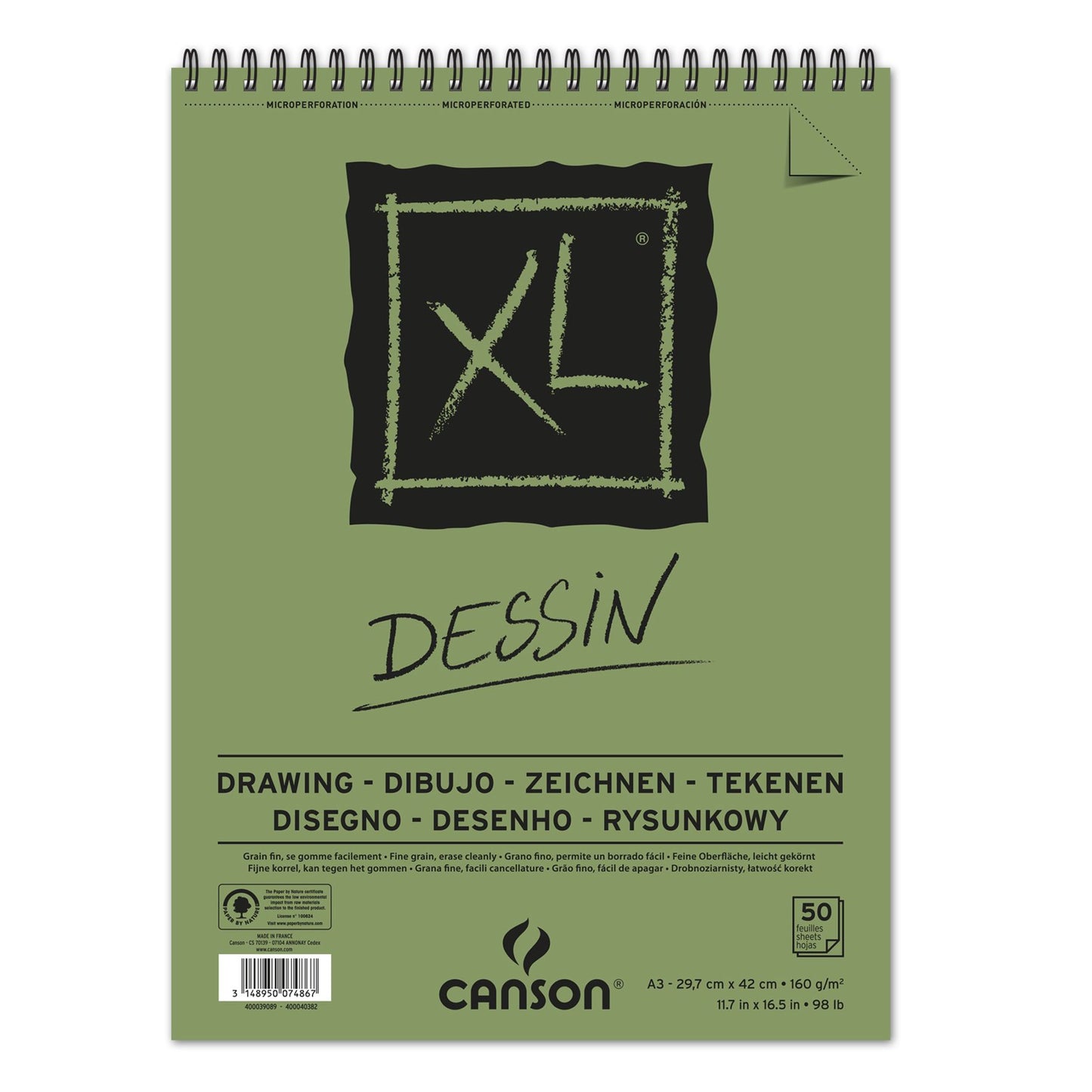 BLOCO CANSON XL DESSIN A3 160g/m2 50 FOLHAS