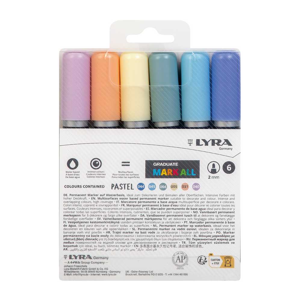 CANETA LYRA GRADUATE MARK ALL PASTEL 06 CORES PONTA 2MM