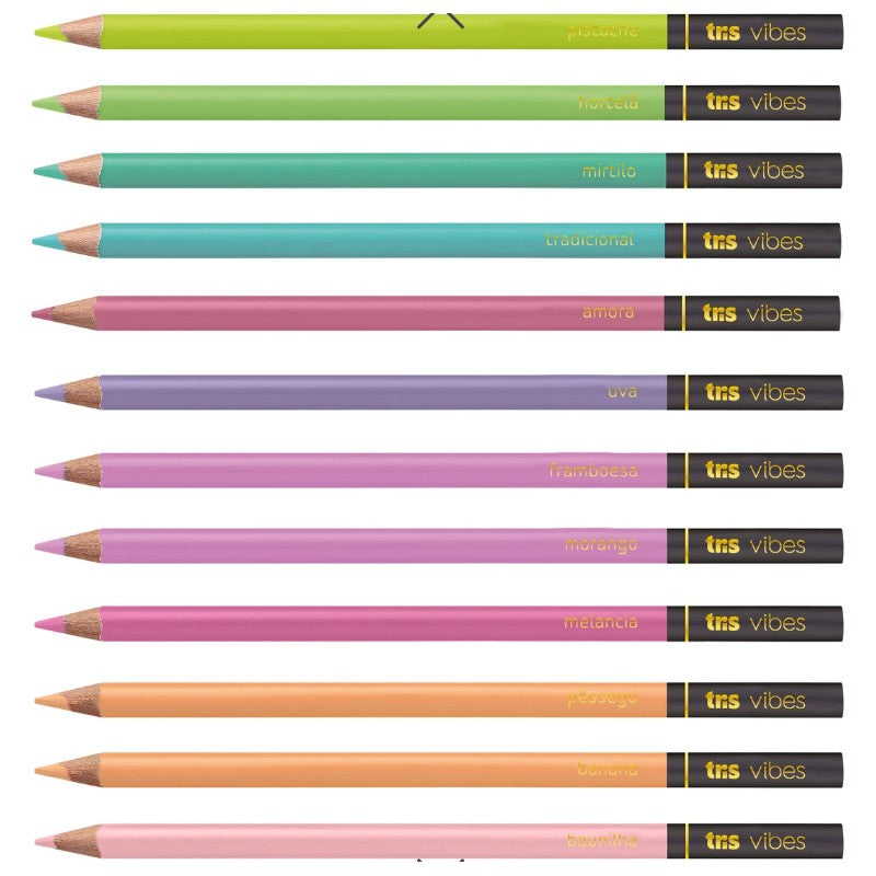 LAPIS COR TRIS VIBES 12 CORES MACARONS + LAPIS 6B