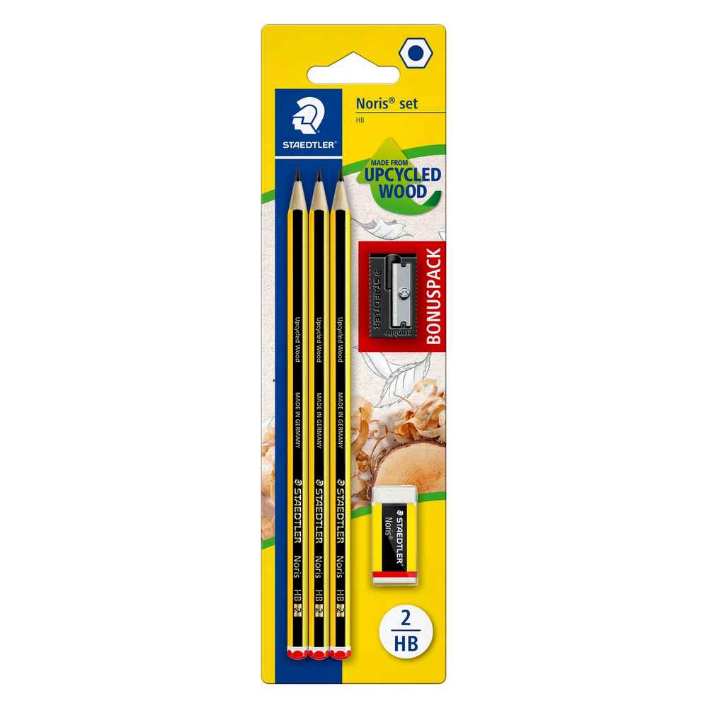 LAPIS GRAFITE STAEDTLER NORIS 03 UN + BORRACHA + APONTADOR