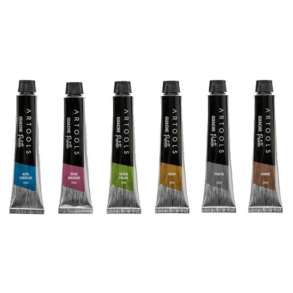 ESTOJO GOUACHE ARTOOLS PALETTE 06 CORES METALICAS 22ML