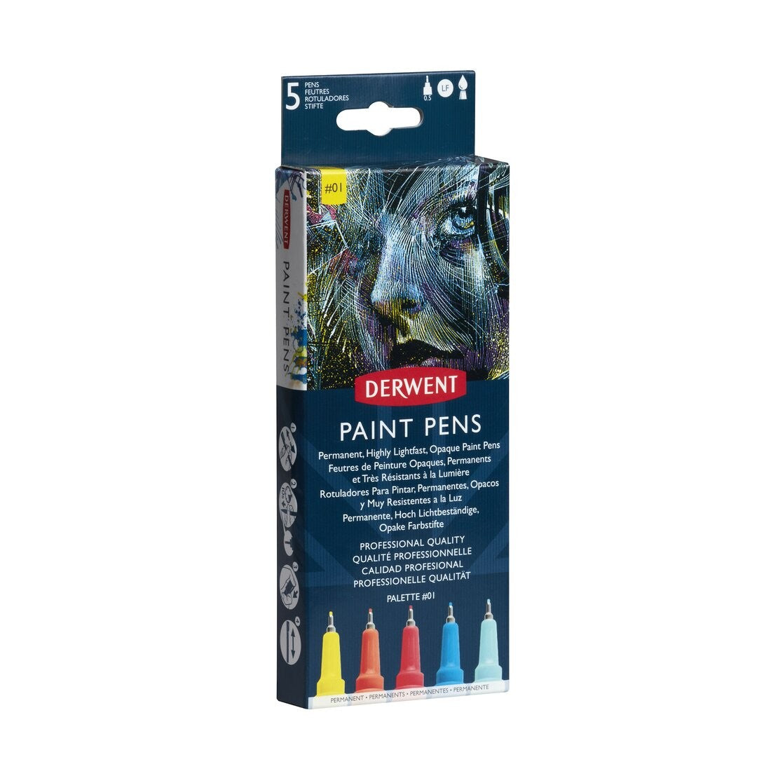 CANETA DERWENT PAINT PEN 0,5MM C/ 05 PALETTE 01