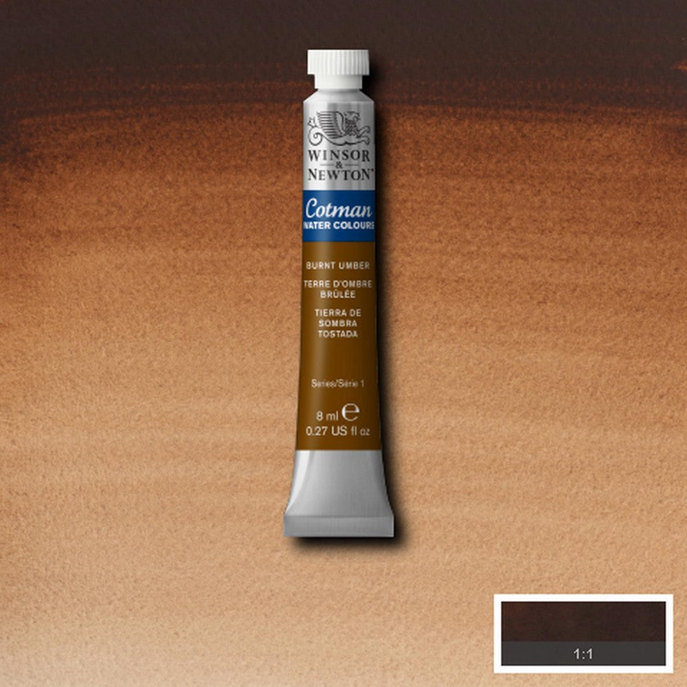 AQUARELA WINSOR NEWTON COTMAN 076 BURNT UMBER 08ml