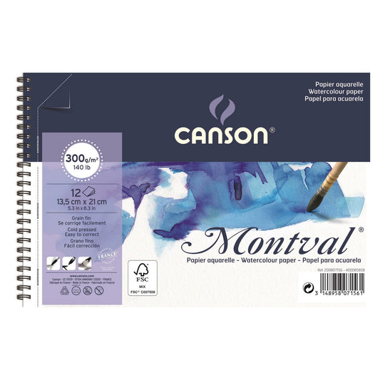 BLOCO CANSON MONTVAL A5 300G/M2 12 FOLHAS ESPIRAL