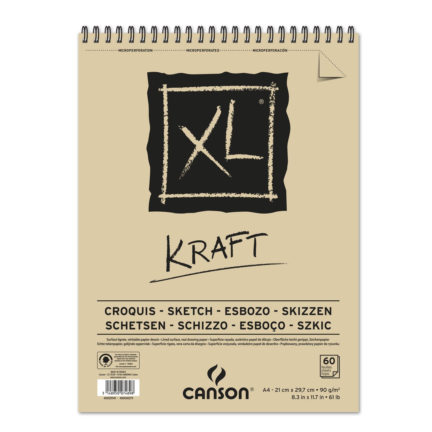 BLOCO CANSON XL KRAFT A4 90g/m2 60 FOLHAS