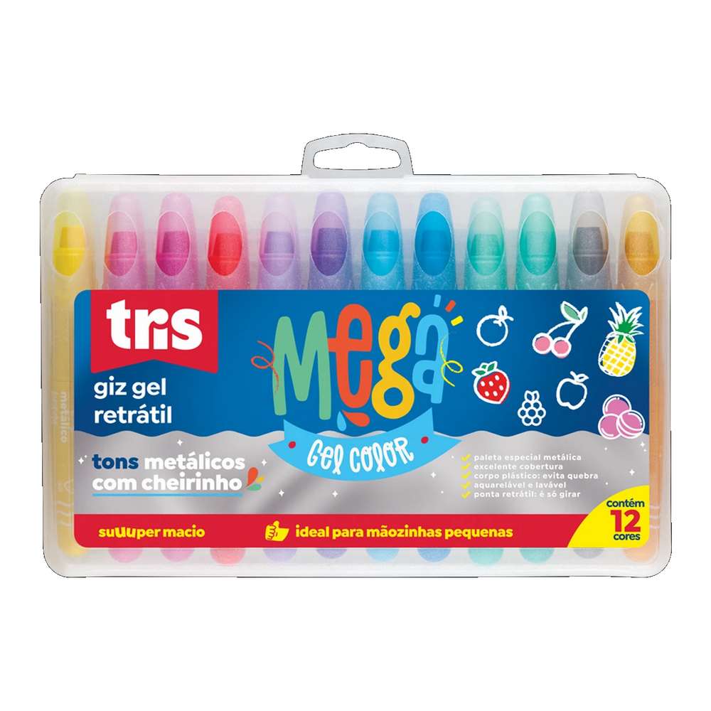 GIZ RETRATIL TRIS MEGA GEL COLOR METAL 12 CORES