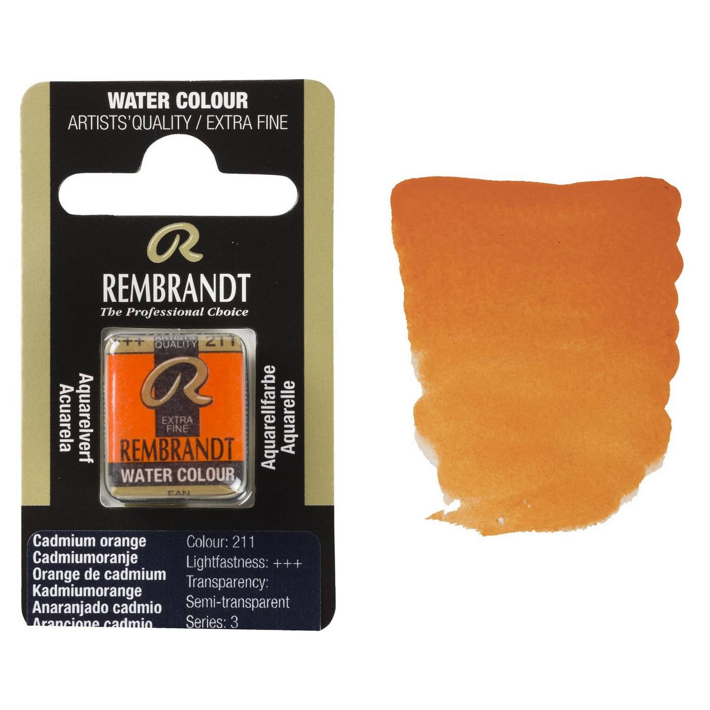 AQUARELA TALENS REMBRANDT HALF PAN 211 CADMIUM ORANGE S3