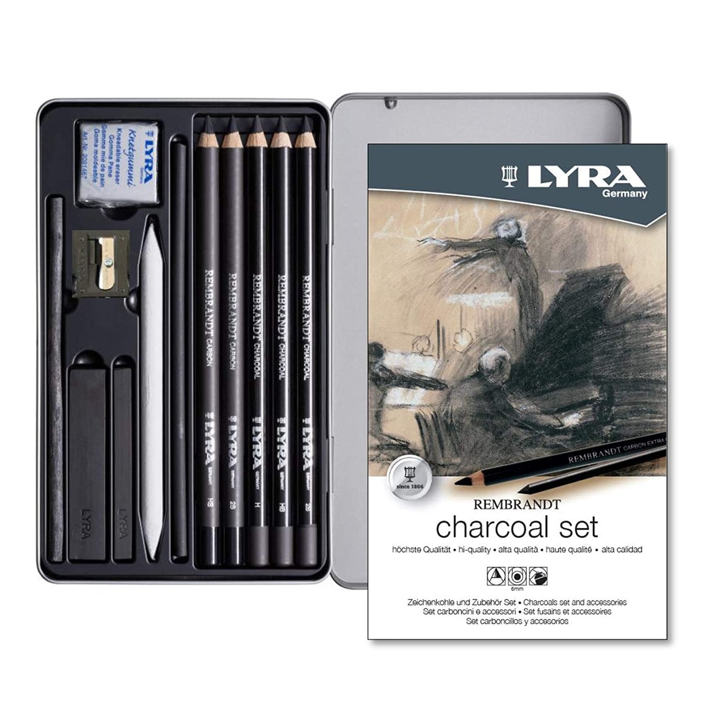 ESTOJO LAPIS CARVAO LYRA CHARCOAL SET 12 PEÇAS
