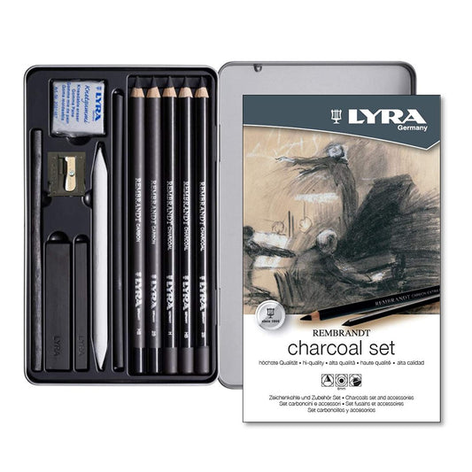 ESTOJO LAPIS CARVAO LYRA CHARCOAL SET 12 PEÇAS
