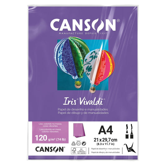 PAPEL CANSON IRIS VIVALDI A4 120G/M2 VIOLETA C/ 25 FOLHAS